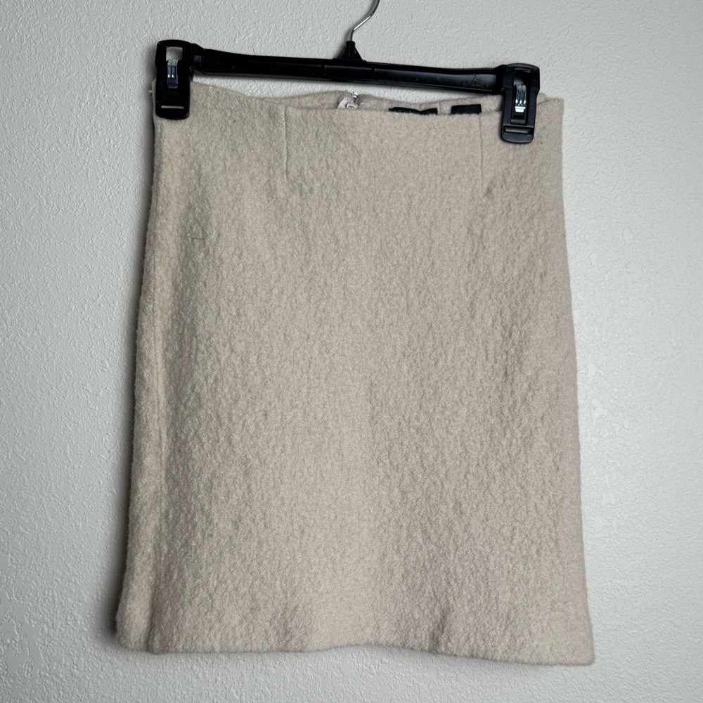 Moda International Beige Woman Size Small 100% Wool Mini Pencil Skirt